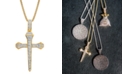 Macy's Men's Diamond Cross 22" Pendant Necklace (1/4 ct. t.w.) in 14k Gold-Plated Sterling Silver